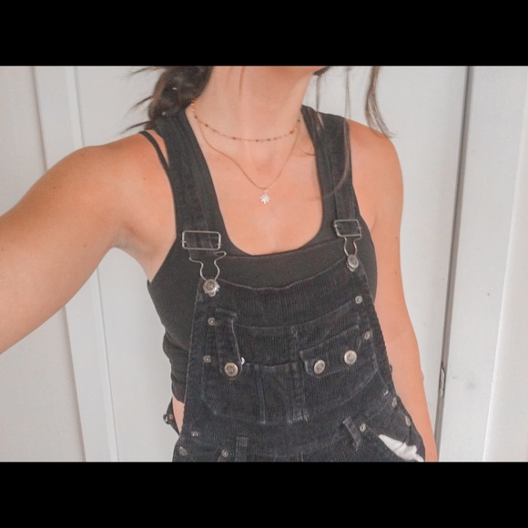 SOLD Vintage black corduroy pant overalls - Picture 6 of 7